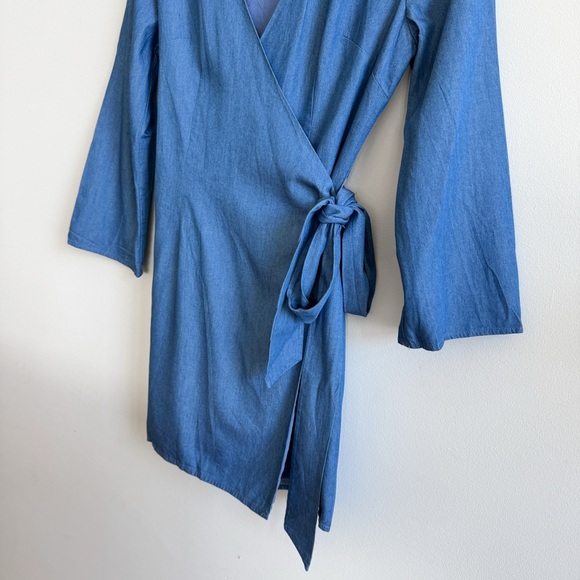 LOVERS + FRIENDS • Crush Wrap Mini Dress in Blue - Picture 6 of 10